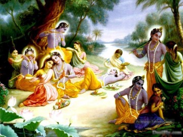 Radha Krishna 1 Hindou Peinture à l'huile
